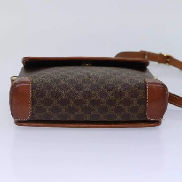 CELINE Macadam Canvas Shoulder Bag PVC Leather Brown Gold Auth yk14568 - Picture 7 of 16